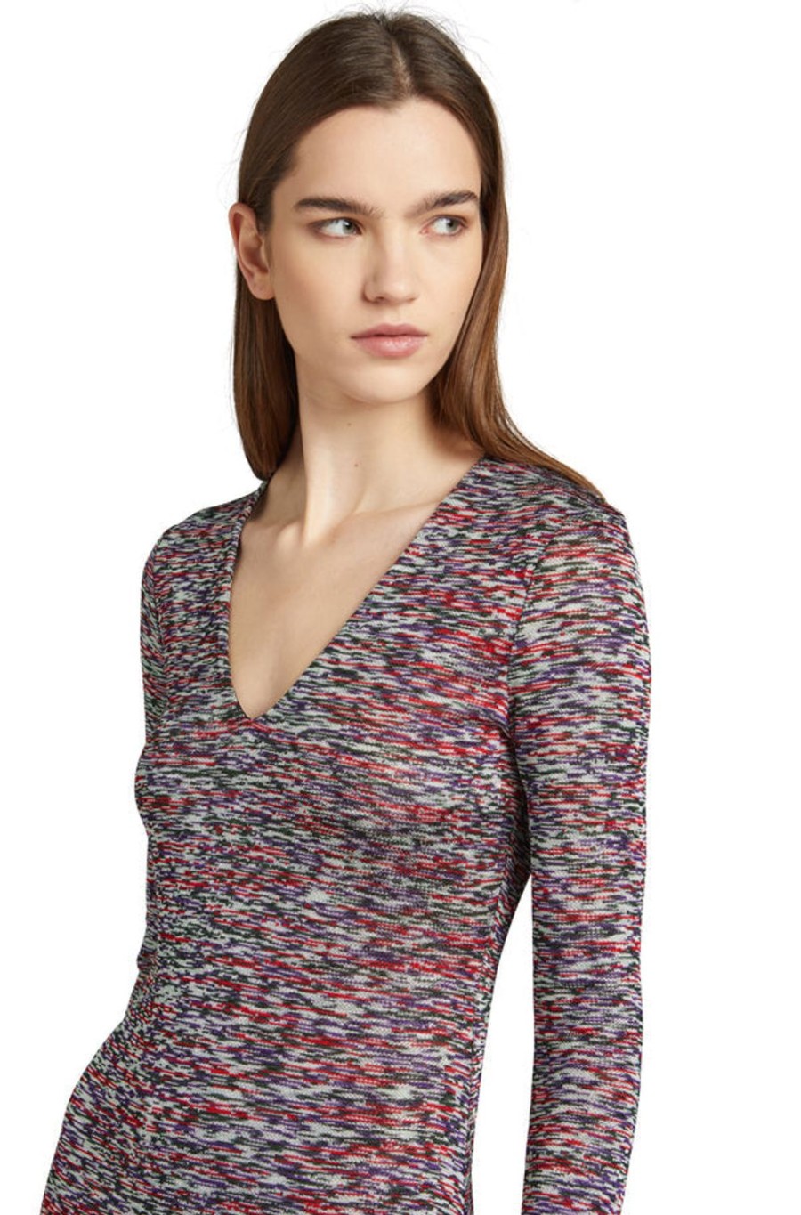 Women M MISSONI Dresses | Wrap Style Dress With V-Neck Mini Multi