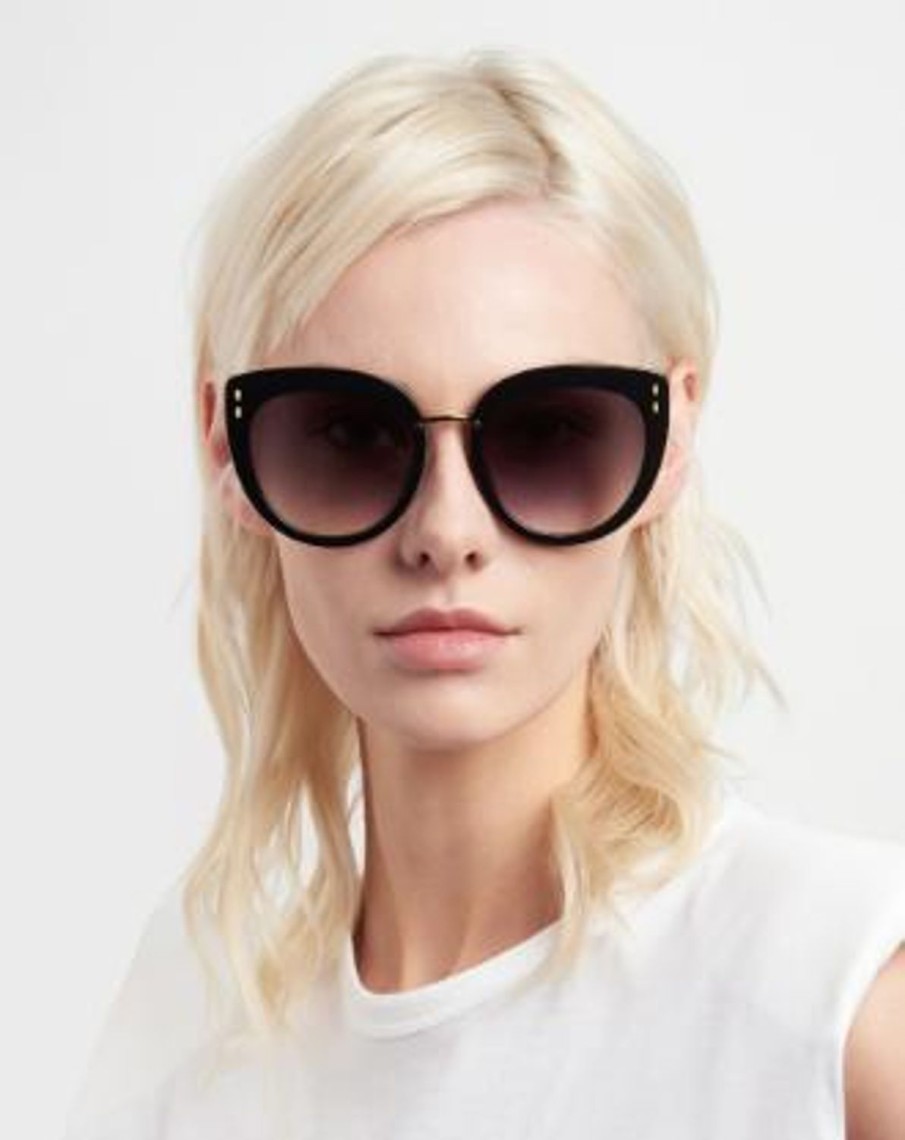 Women Isabel Marant Sunglasses | Cat Frames W Gold Detail In Black