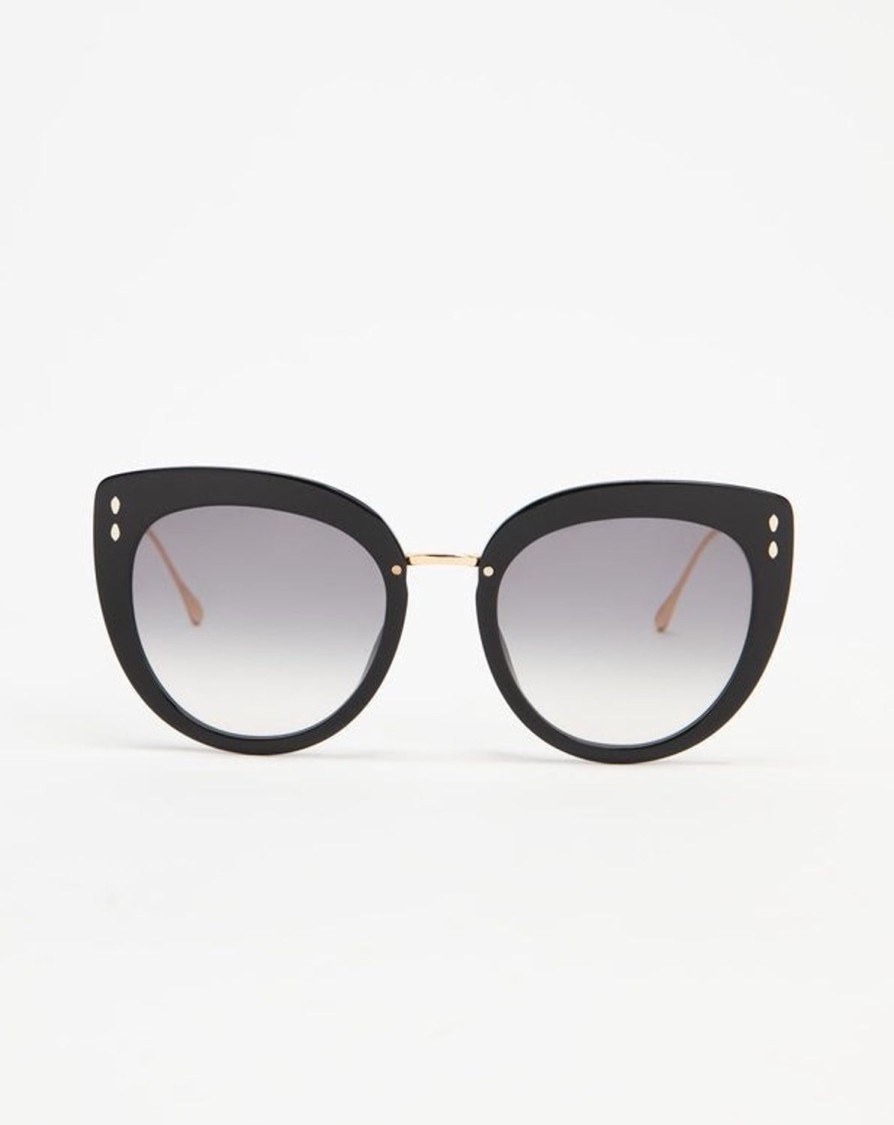 Women Isabel Marant Sunglasses | Cat Frames W Gold Detail In Black