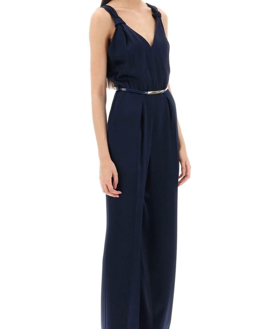 Women MAX MARA Jumpsuits & Playsuits | Pino Satin Crepe Jumpsuit Midnight Blue