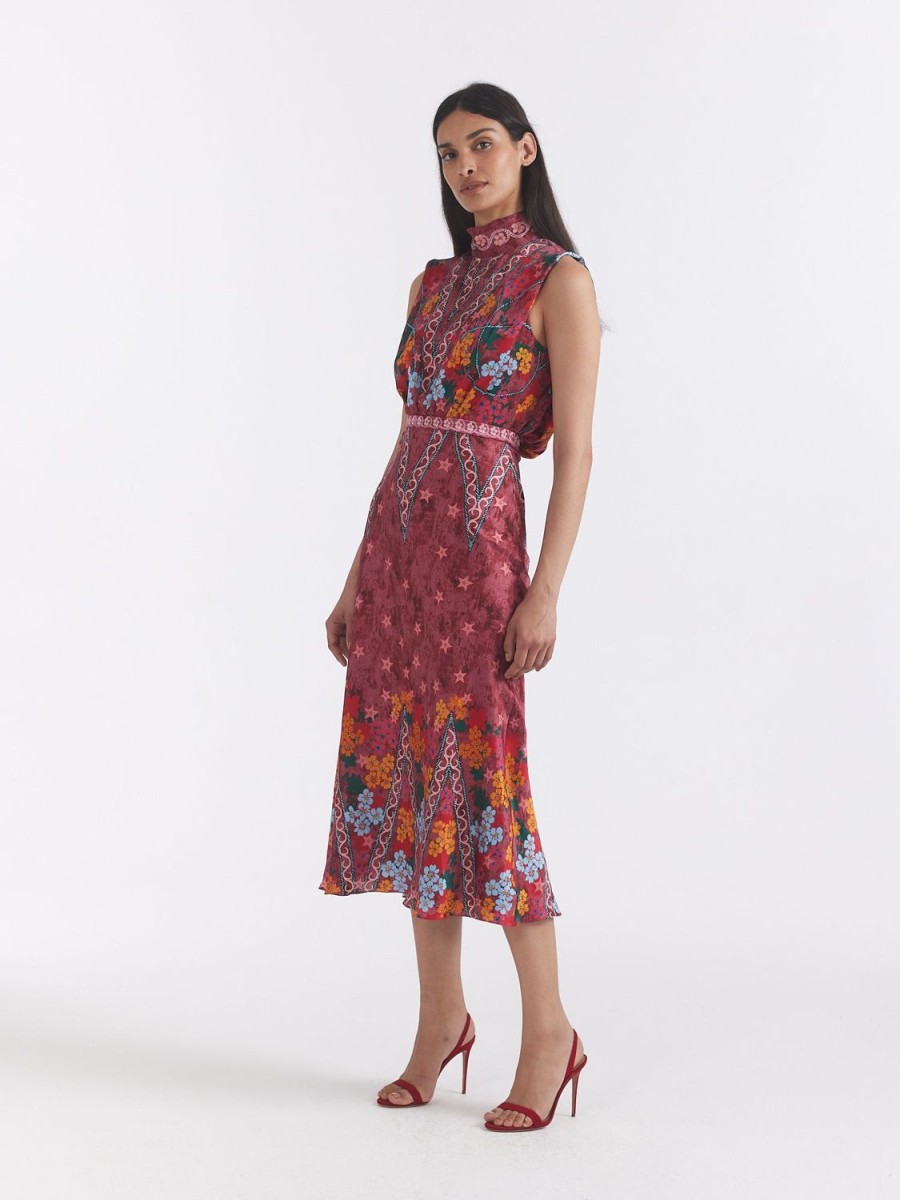 Women SALONI LODHA Dresses | Fleur Midi Dress Hibiscus Flourish Hibiscus Flourish Plmt