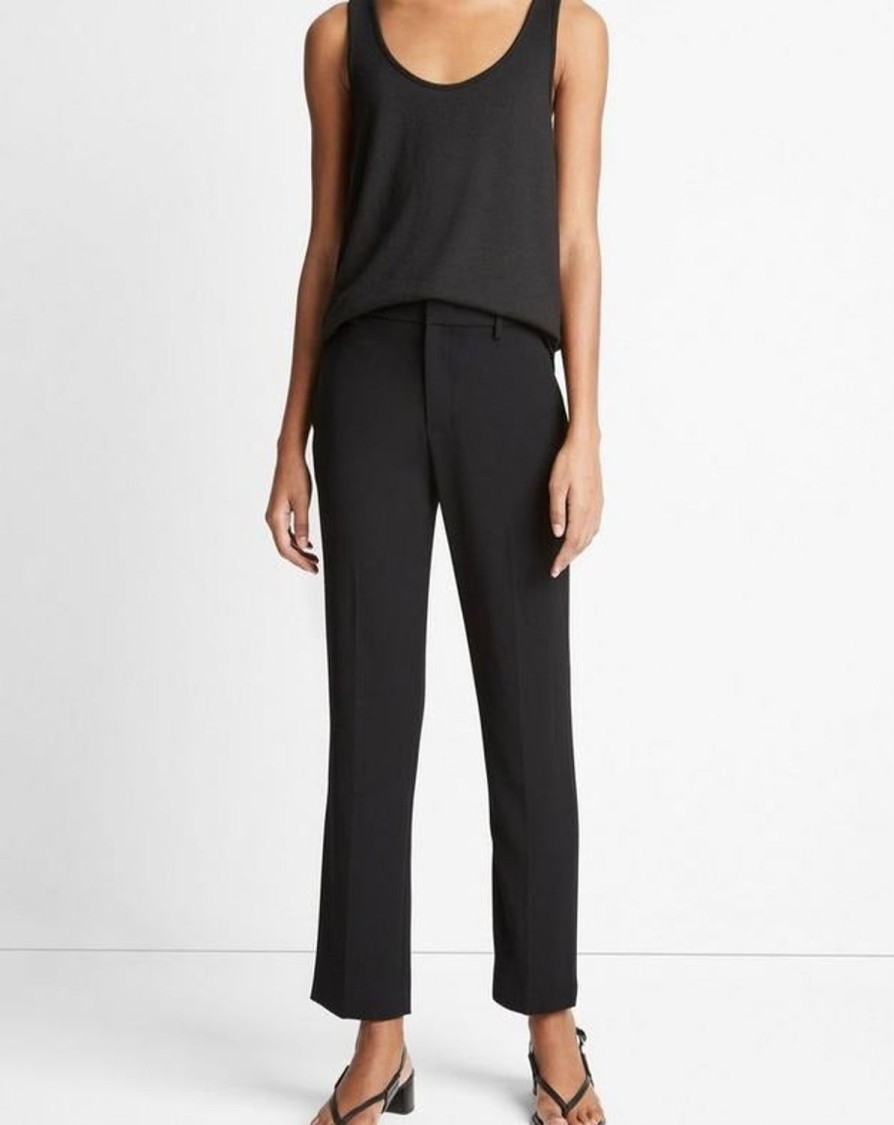 Women VINCE Pants | Crepe Tailored Straight Leg Pant Black