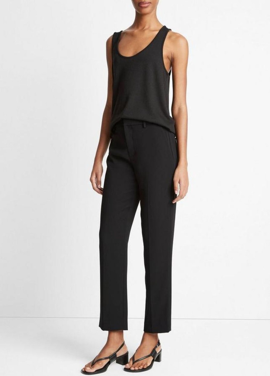 Women VINCE Pants | Crepe Tailored Straight Leg Pant Black