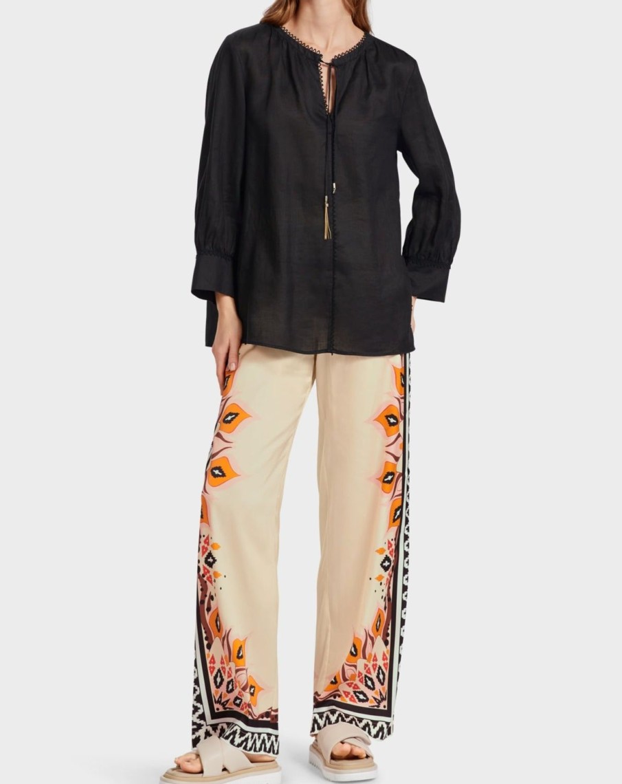 Women MARC CAIN Tops | Kaftan Style Blouse In Ramie