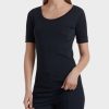 Women MARC CAIN T-Shirts & Singlets | Scoop Smooth Neck T-Shirt Navy