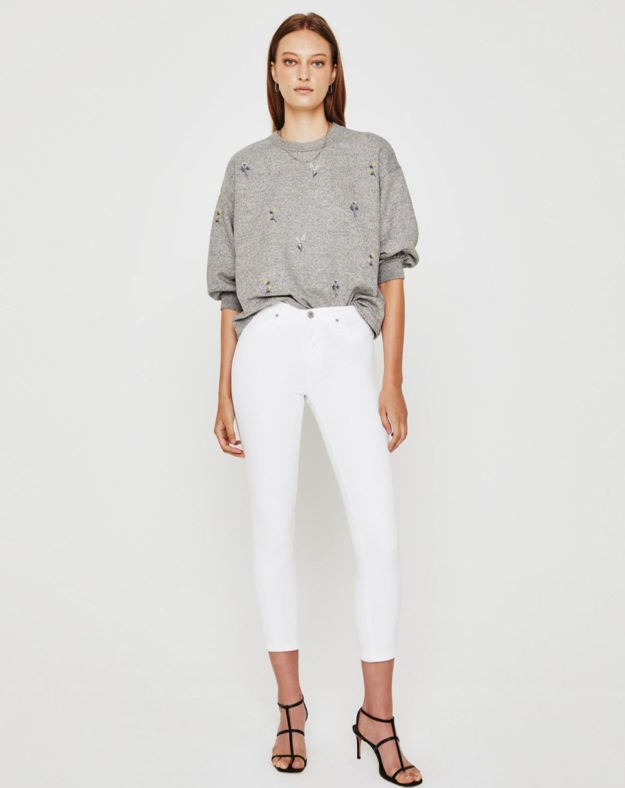 Women AG JEANS Jeans & Denim | Prima Crop Mid Rise In Cigarette Leg White