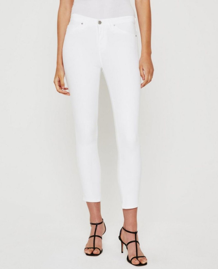 Women AG JEANS Jeans & Denim | Prima Crop Mid Rise In Cigarette Leg White