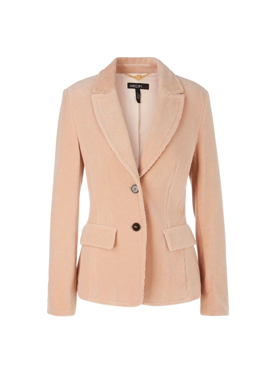 Women MARC CAIN Jackets & Blazers | Fitted Corduroy Blazer 209-Sandy Beige