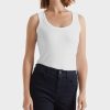 Women MARC CAIN T-Shirts & Singlets | Basic Rib Scoop Neck Tank White