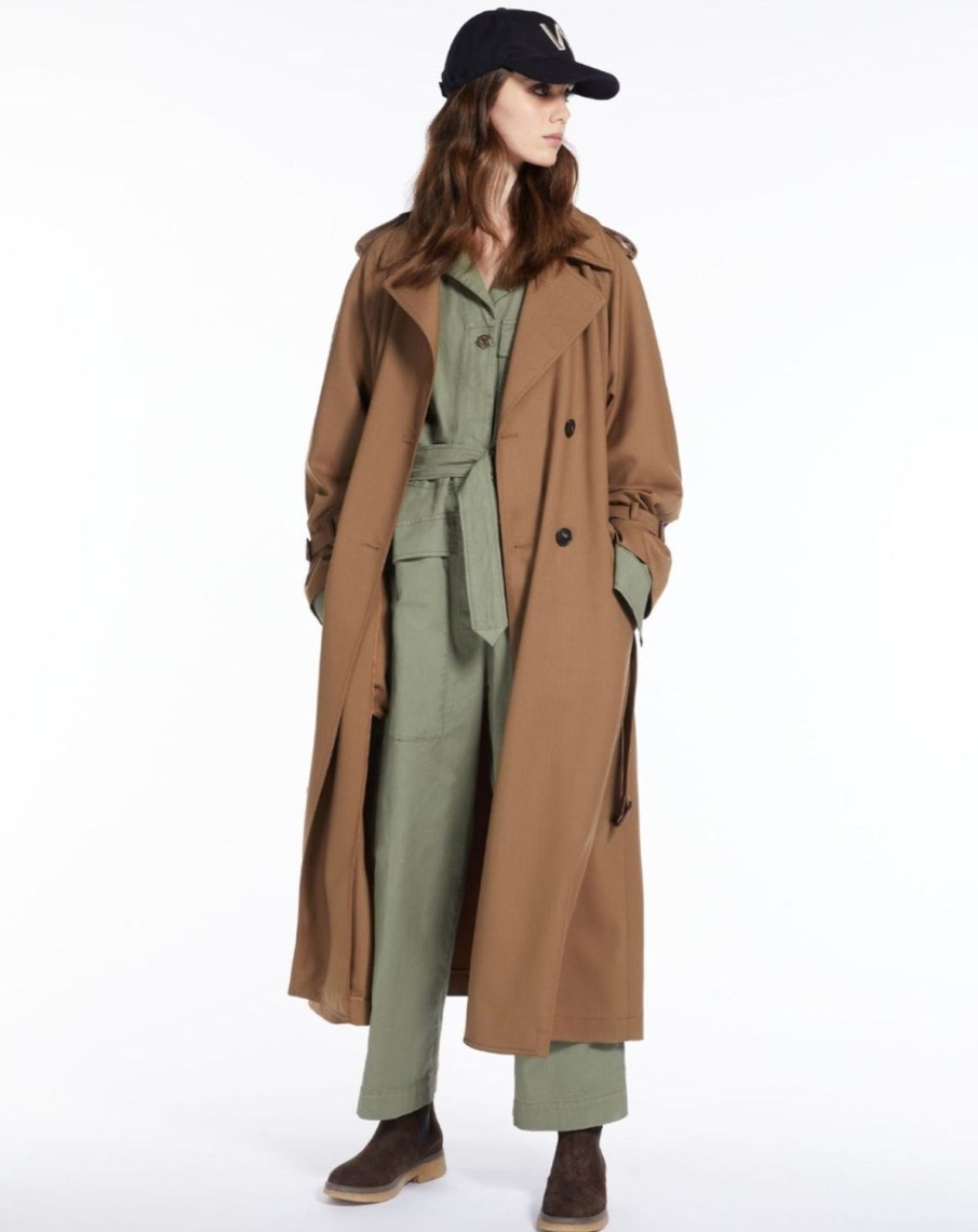 Women MAX MARA Coats & Parkas | Barni Water-Repellent Trench Coat Camel