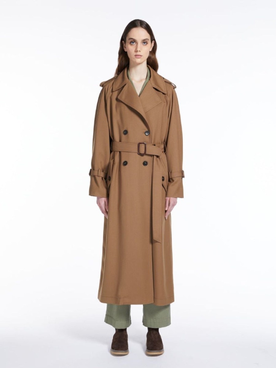 Women MAX MARA Coats & Parkas | Barni Water-Repellent Trench Coat Camel