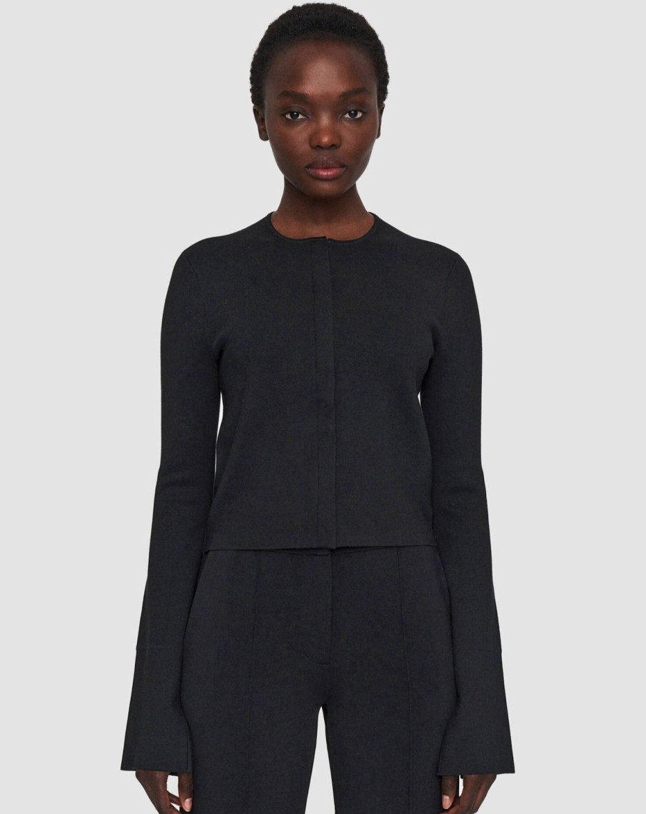 Women Joseph Knitwear | Silk Stretch Knit Jacket Black