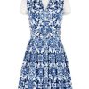 Women Samantha Sung Dresses | Audrey Dress Ibiza Sintra Tile White Cobalt Blue