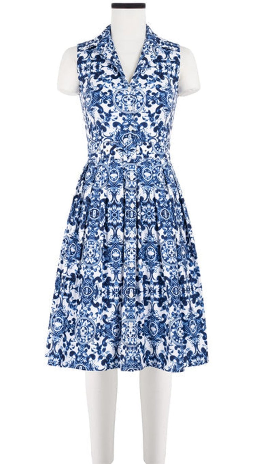 Women Samantha Sung Dresses | Audrey Dress Ibiza Sintra Tile White Cobalt Blue