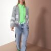 Women MARC CAIN Knitwear | Boxy Cut Stripe Cardigan 810-Silver Grey