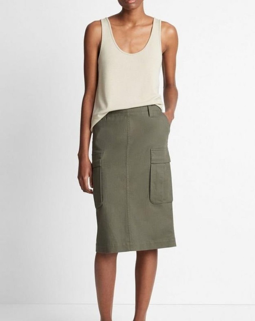 Women VINCE Skirts | Cotton Low Rise Utility Cargo Skirt Night Pine