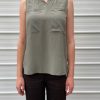 Women MARC CAIN T-Shirts & Singlets | Silk Sleeveless Blouse-Top Crocodile 592-Crocodile