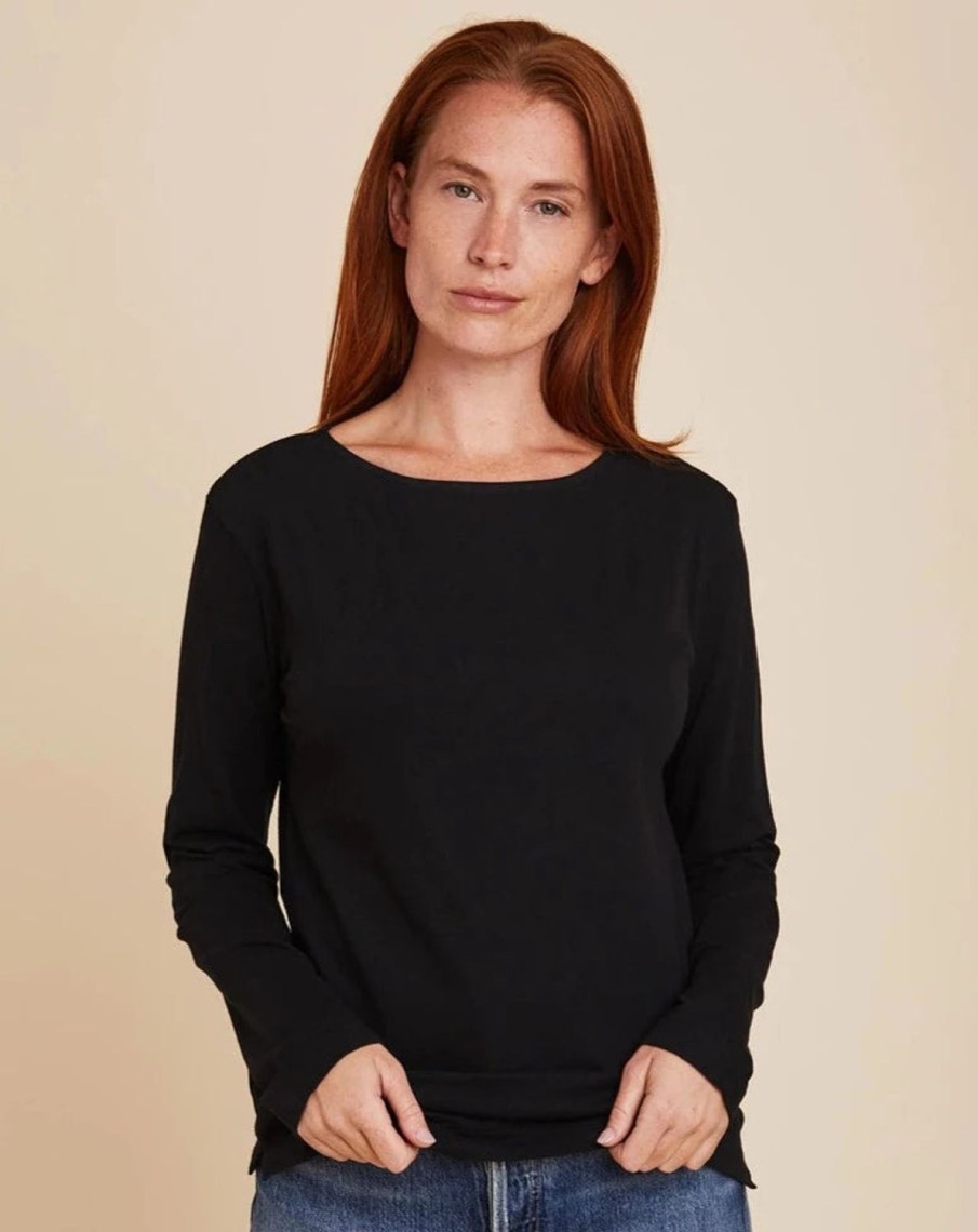 Women MAJESTIC FILATURES T-Shirts & Singlets | Cotton & Cashmere L/Sleeve Boat Neck