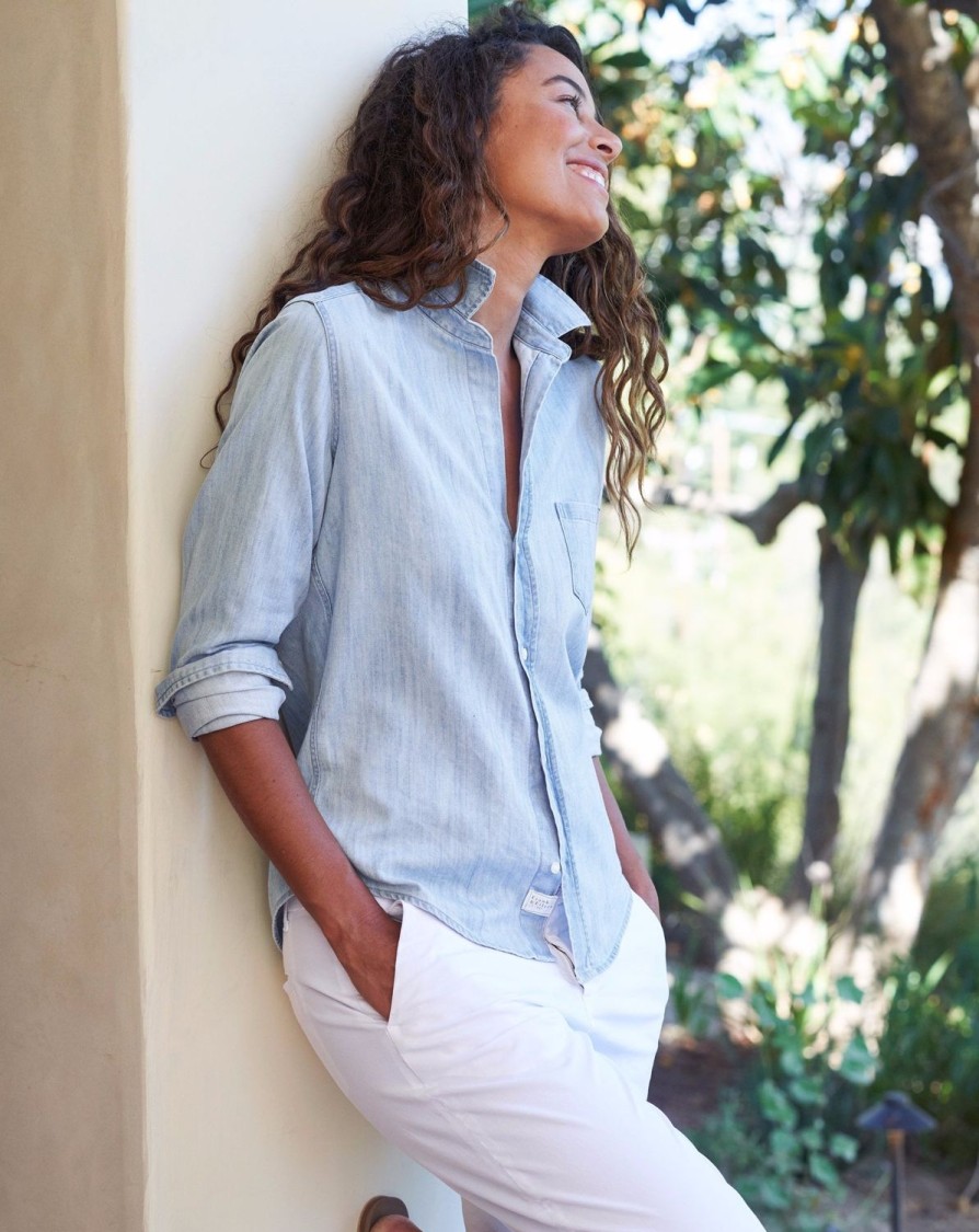 Women FRANK & EILEEN Shirts & Blouses | Barry Shirt W C/B Seam Classic Blue Denim