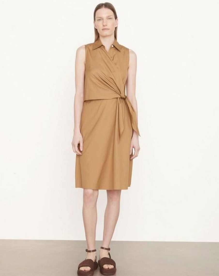 Women VINCE Dresses | Slvls Wrap Shirt Dress Tobacco