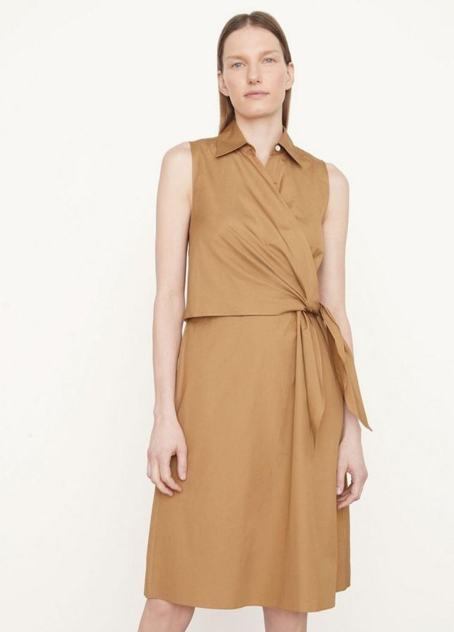 Women VINCE Dresses | Slvls Wrap Shirt Dress Tobacco