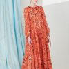 Women HIGH Dresses | Creativity Floral Maxi Dress Orange