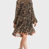 Women MARC CAIN Dresses | Floral Mc Print Dress W Long Sleeve Light Brown