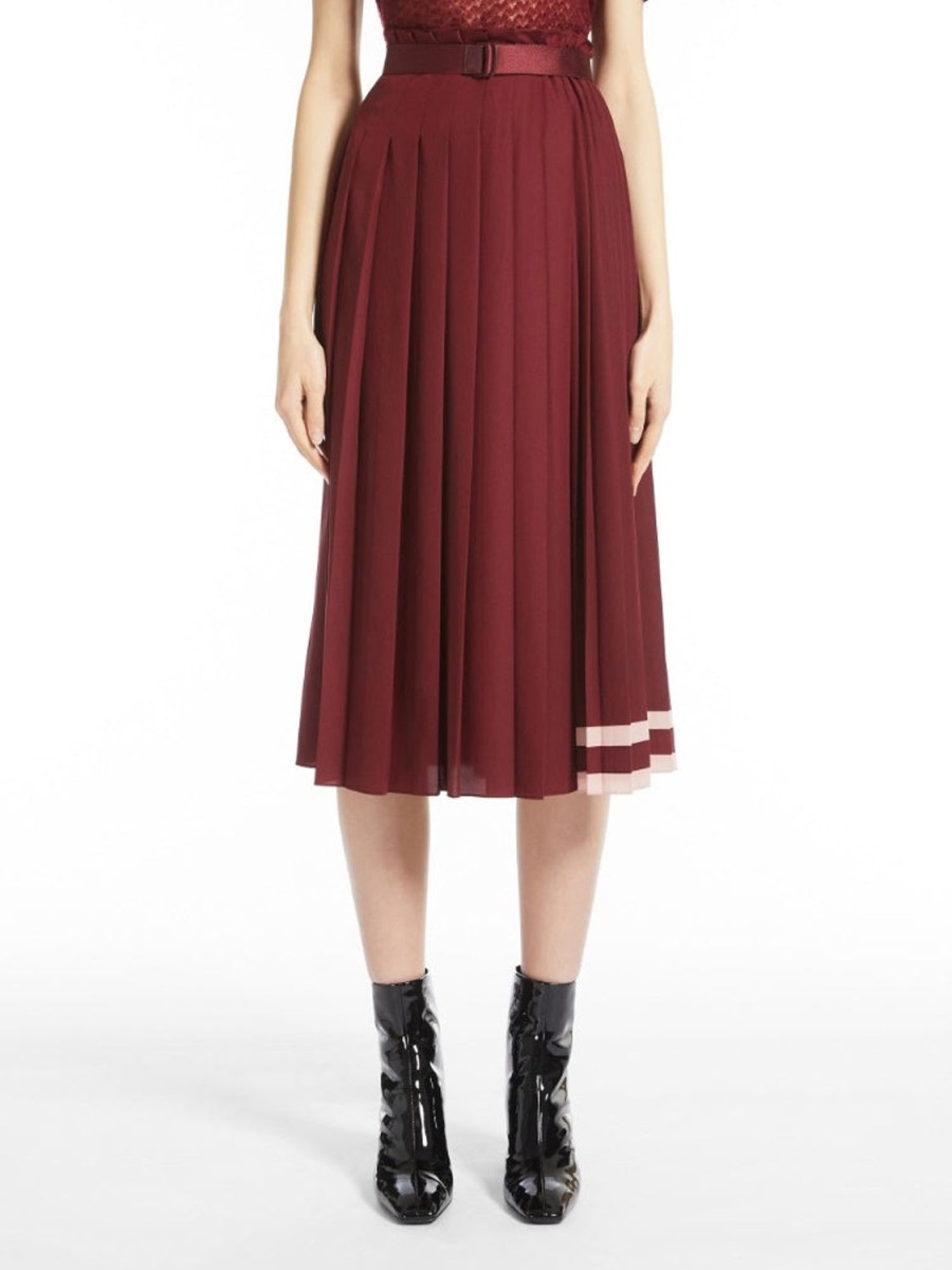 Women MAX MARA Skirts | Getto Pleated Skirt Wine