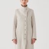 Women Transit Par Such Coats & Parkas | Button Asymmetric Coat Pearl