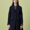 Women HIGH Coats & Parkas | Obedience 3/4 Winter Weight Jersey Coat Navy