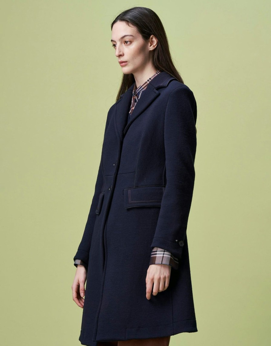 Women HIGH Coats & Parkas | Obedience 3/4 Winter Weight Jersey Coat Navy