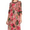 Women MARC CAIN Dresses | Oriental Floral Print Shift Dress 222-Deep Coral