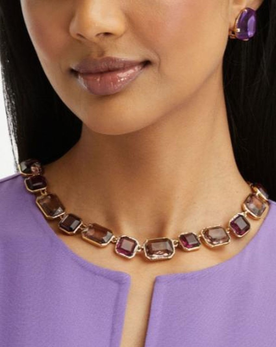 Women Oscar De La Renta Jewellery | Amethyst Victorian Glass Necklace