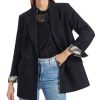 Women MARC CAIN Jackets & Blazers | Navy Double Breasted Jacket W Patterned Lining 395-Mngt Blue