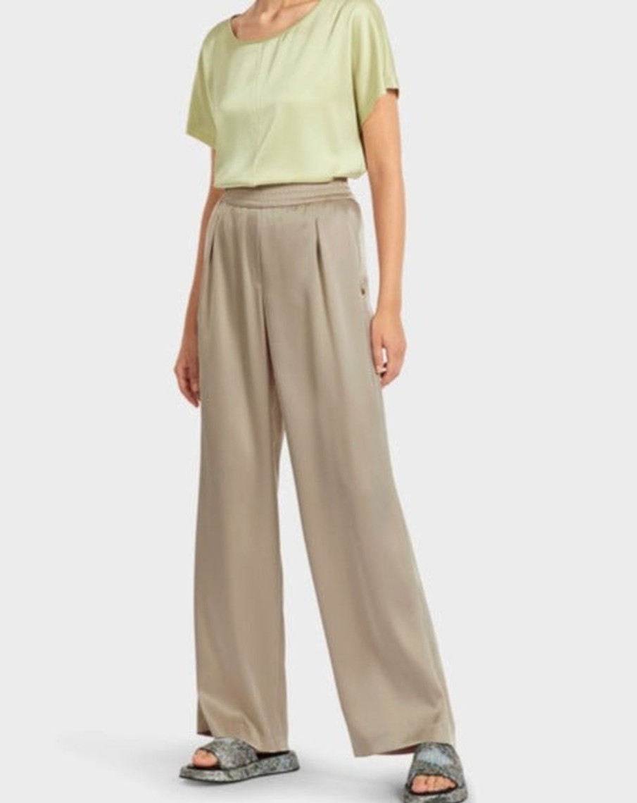 Women MARC CAIN Pants | High Waisted Lounge Pants With Pleated Front 615-Soft Taupe