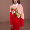 Women MARC CAIN Knitwear | Embroidery Singapore Floral Design Sweater 270-Brt Fr Red