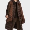 Women MARC CAIN Coats & Parkas | Quilted Puffa Coat W Hood 699-Dark Wood