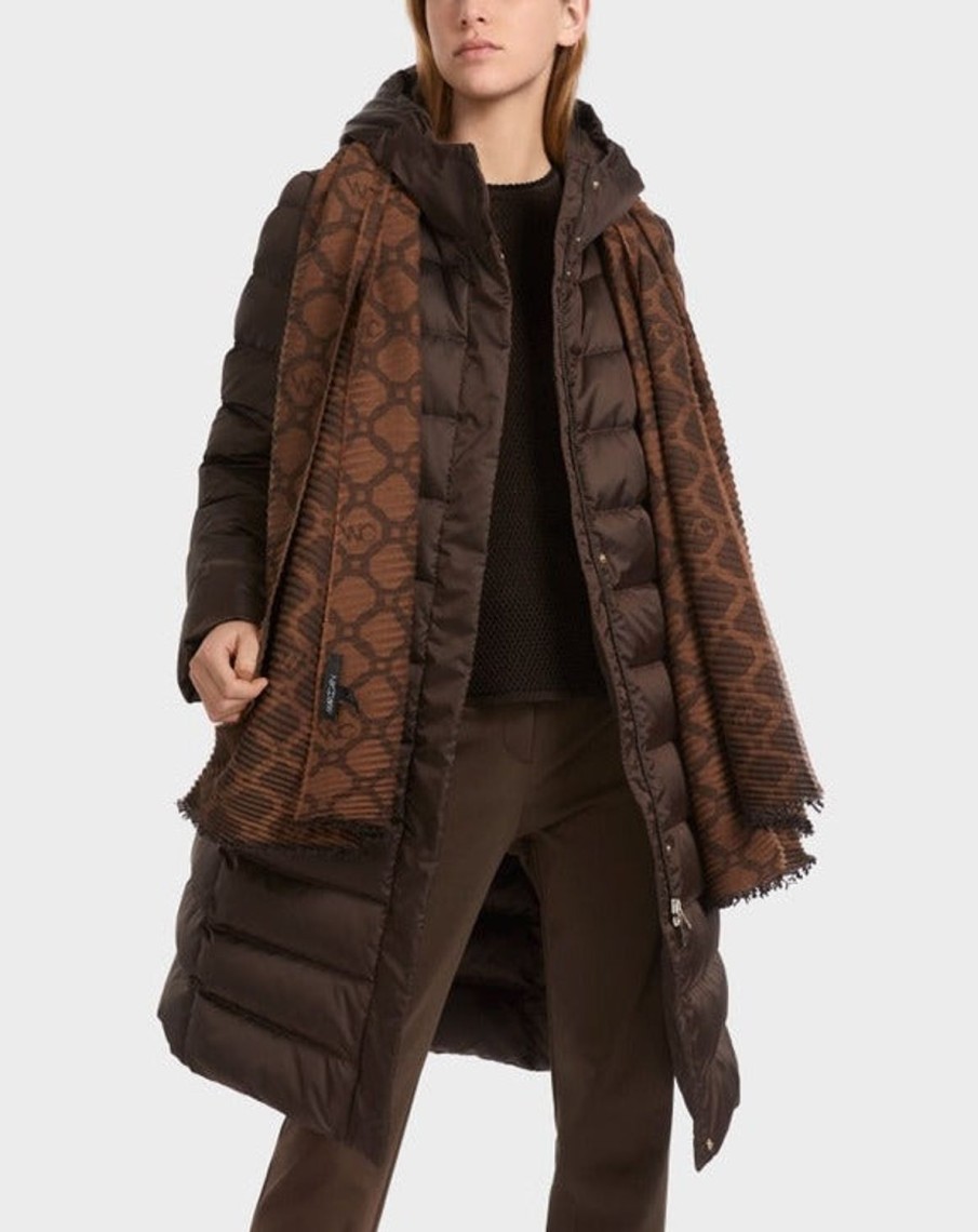 Women MARC CAIN Coats & Parkas | Quilted Puffa Coat W Hood 699-Dark Wood