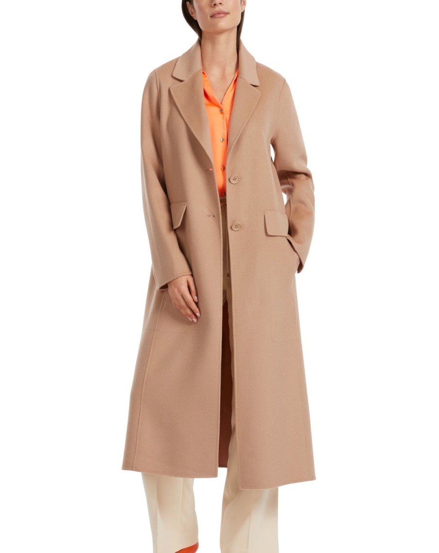 Women MARC CAIN Coats & Parkas | Wool Classic Slim Fit Coat 618-Brt Toffee