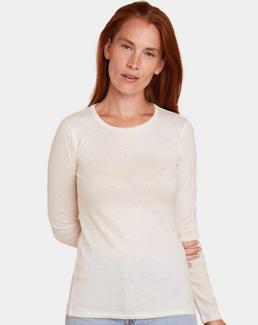 Women MAJESTIC FILATURES T-Shirts & Singlets | Cotton & Cashmere L/Sleeve Round Neck