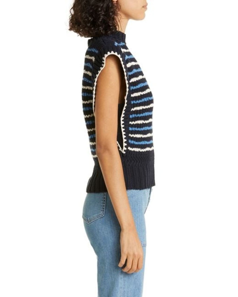 Women VERONICA BEARD Knitwear | Tarina Sweater Vest Navy Multi