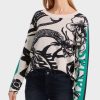 Women MARC CAIN Knitwear | Mystical Tattoo Sweater W Green Sport 155-Almd Blsm