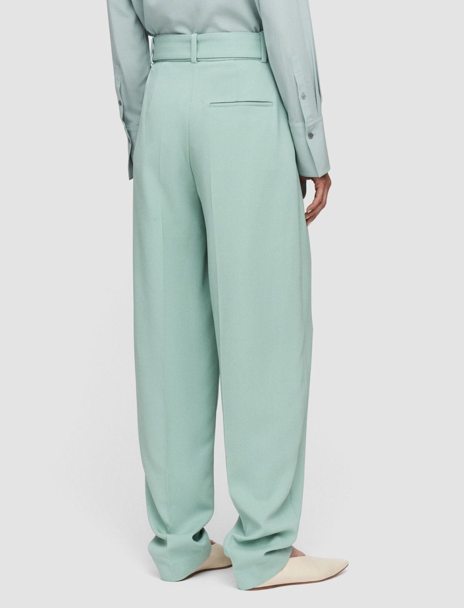 Women Joseph Pants | Fluid Wool Melange Devonport Trousers Sage