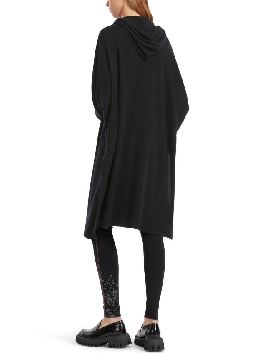 Women MARC CAIN Coats & Parkas | Hoodie Cap In A Kimono Shape 900-Black