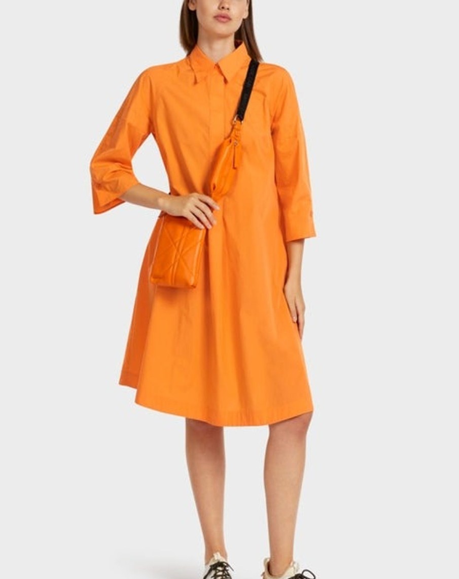 Women MARC CAIN Dresses | Sporty Shift Shirt Dress W Pleated Back