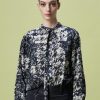 Women HIGH Shirts & Blouses | Gracious Blouse W Stand Collar Navy & Ivory