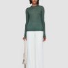 Women Joseph Knitwear | Cashair Round Neck Sweater Dark Sage