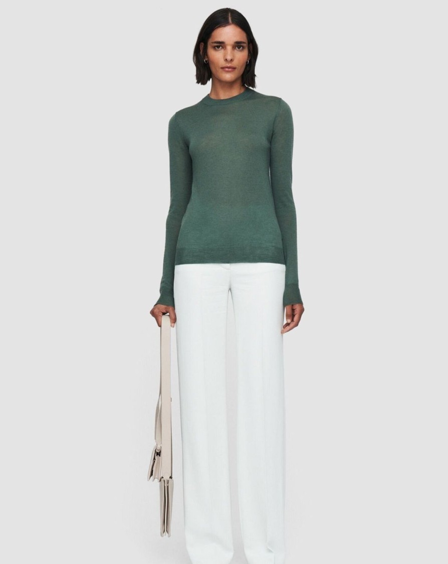 Women Joseph Knitwear | Cashair Round Neck Sweater Dark Sage