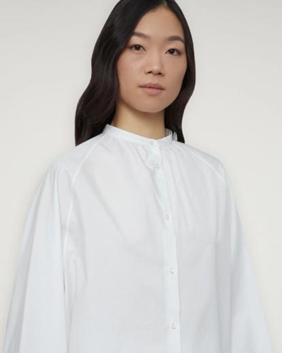 Women Aspesi Shirts & Blouses | Camicia Mod 5419 Cotton Round Neck Shirt White