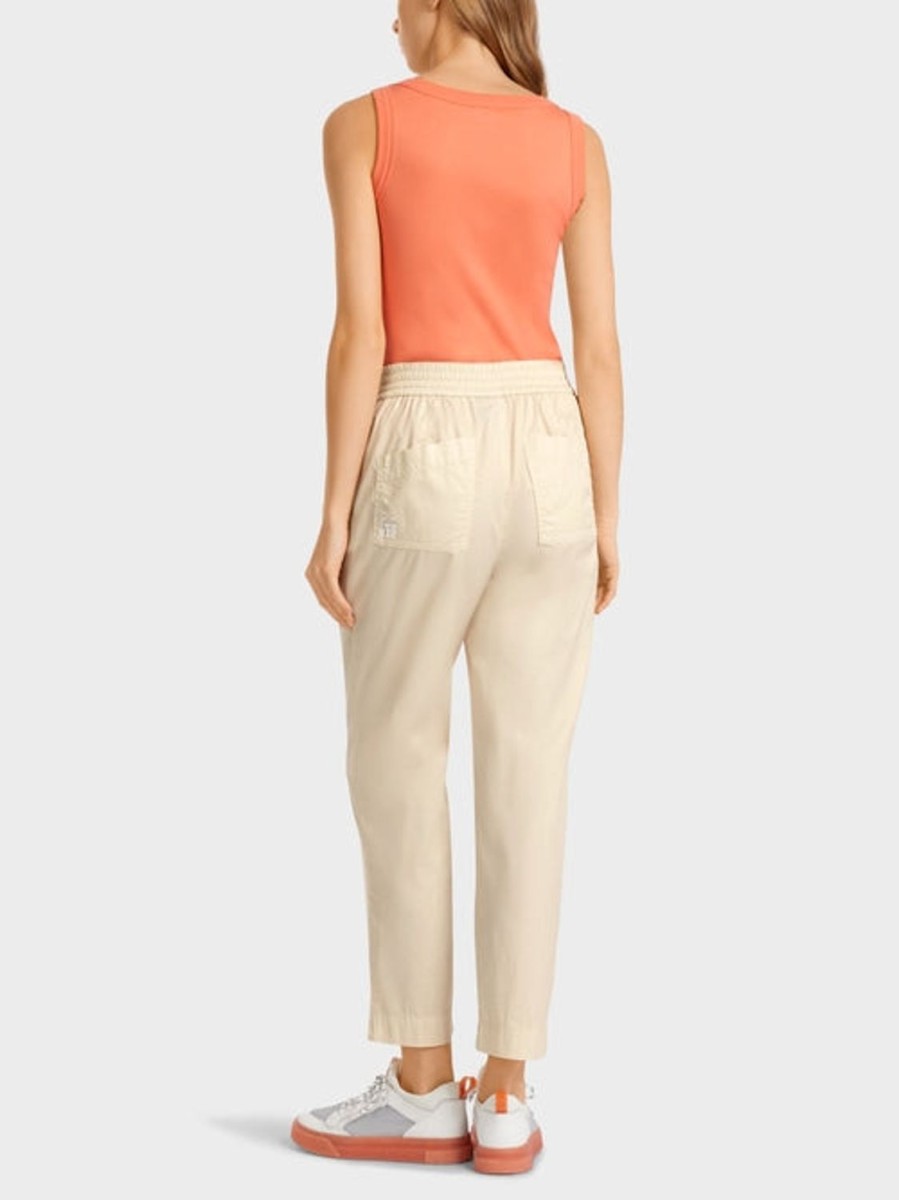 Women MARC CAIN Pants | Pants With Pleats And Stretchy Waistband 114-Soft Linen